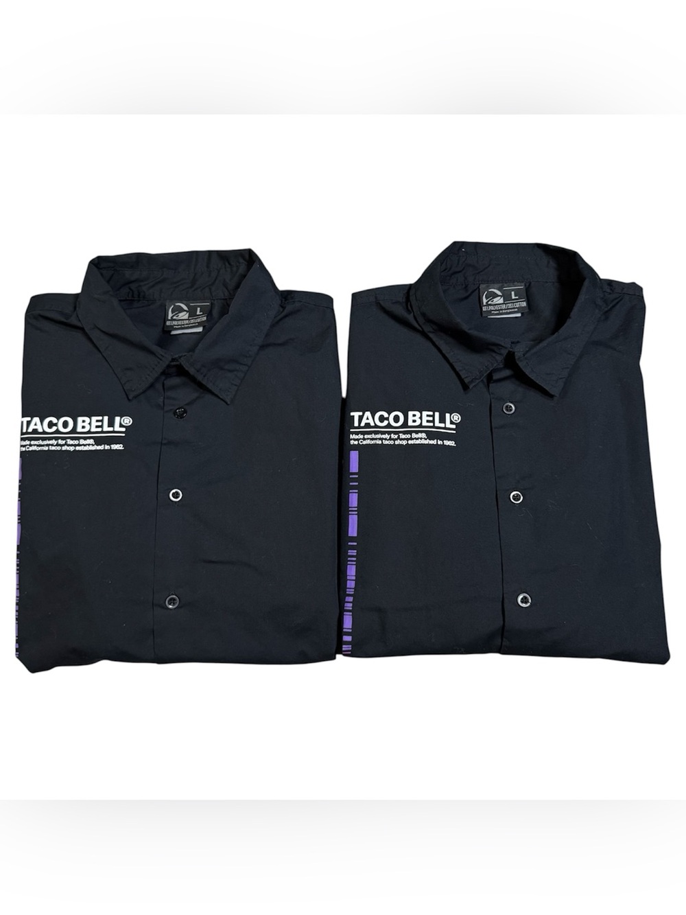 Taco Bell Shirt Black Button Up Shirt Manager Work Staff Men’s Large Uniform Two